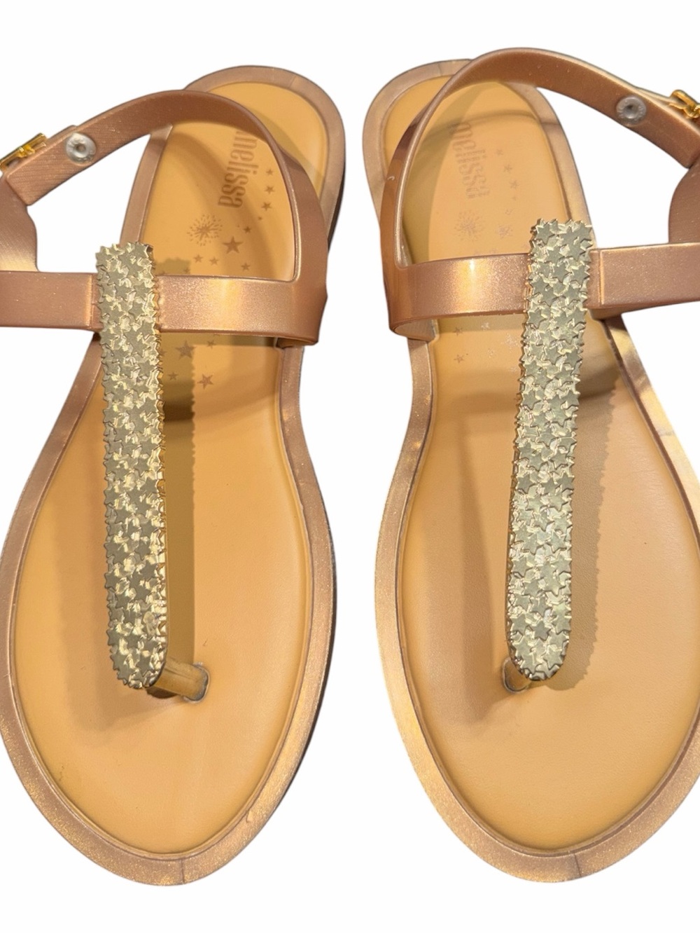 Mini Melissa Metallic Gold Star-Trim T-Strap Sandals - Women
